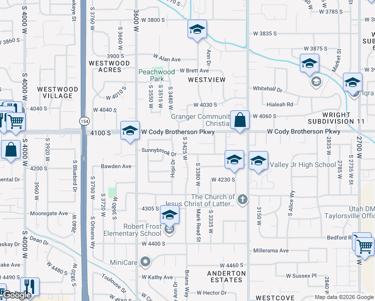 map of restaurants, bars, coffee shops, grocery stores, and more near in West Valley City