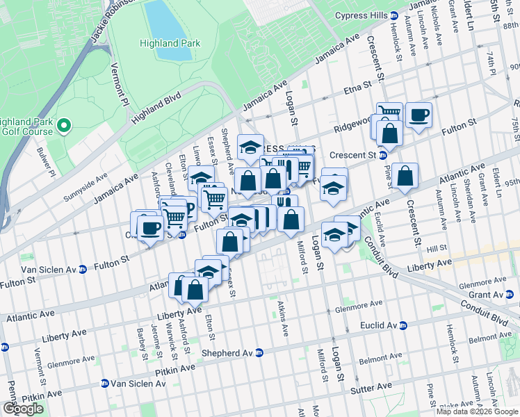 map of restaurants, bars, coffee shops, grocery stores, and more near 365 Arlington Avenue in Brooklyn