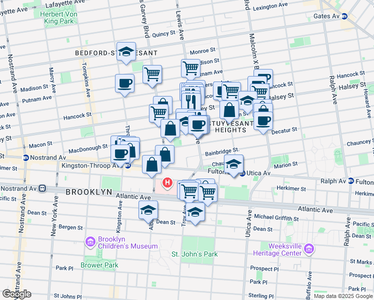 map of restaurants, bars, coffee shops, grocery stores, and more near in Brooklyn