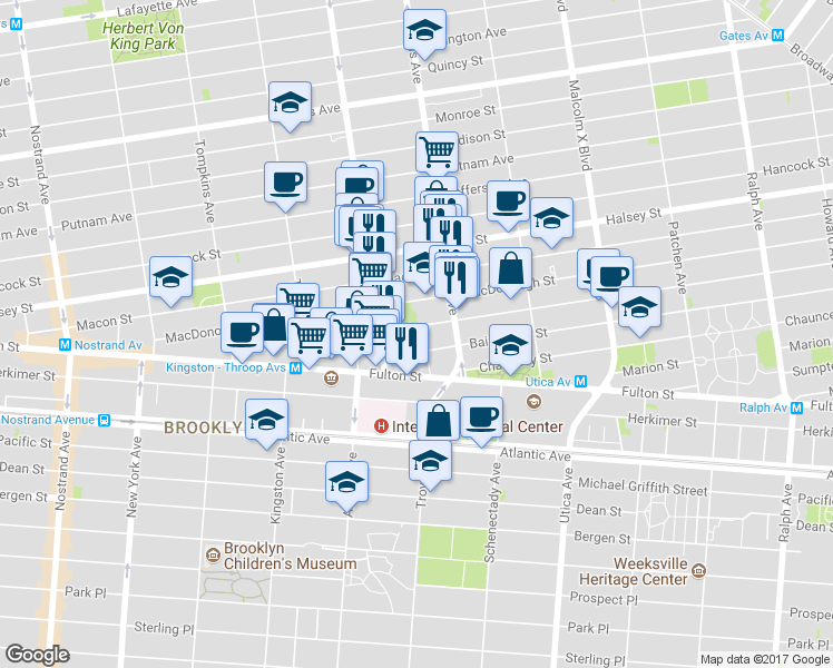 map of restaurants, bars, coffee shops, grocery stores, and more near 240 MacDonough Street in Brooklyn