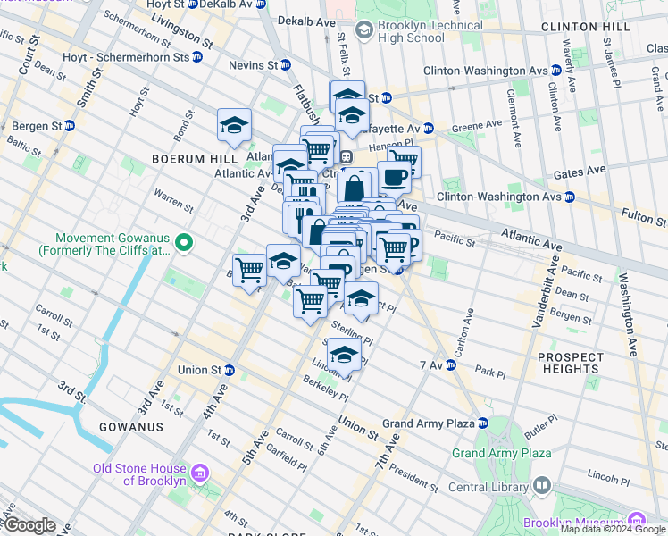 map of restaurants, bars, coffee shops, grocery stores, and more near in Brooklyn