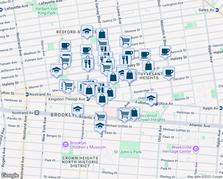 map of restaurants, bars, coffee shops, grocery stores, and more near in Brooklyn