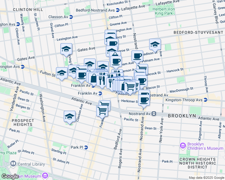 map of restaurants, bars, coffee shops, grocery stores, and more near 16 Spencer Place in Brooklyn