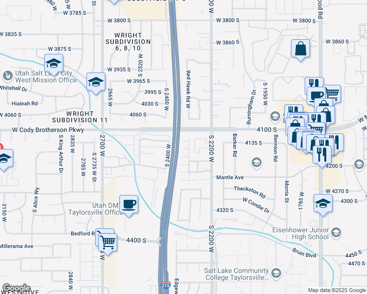 map of restaurants, bars, coffee shops, grocery stores, and more near 2336 West 4150 South in Salt Lake City
