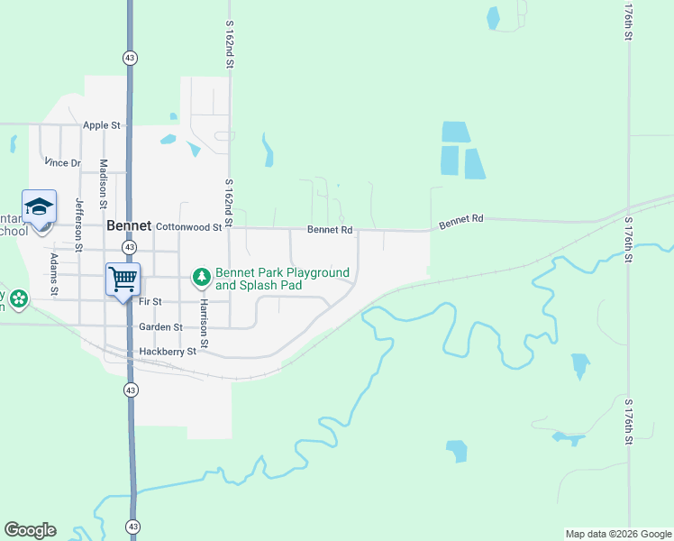 map of restaurants, bars, coffee shops, grocery stores, and more near 1420 Hackberry Street in Bennet