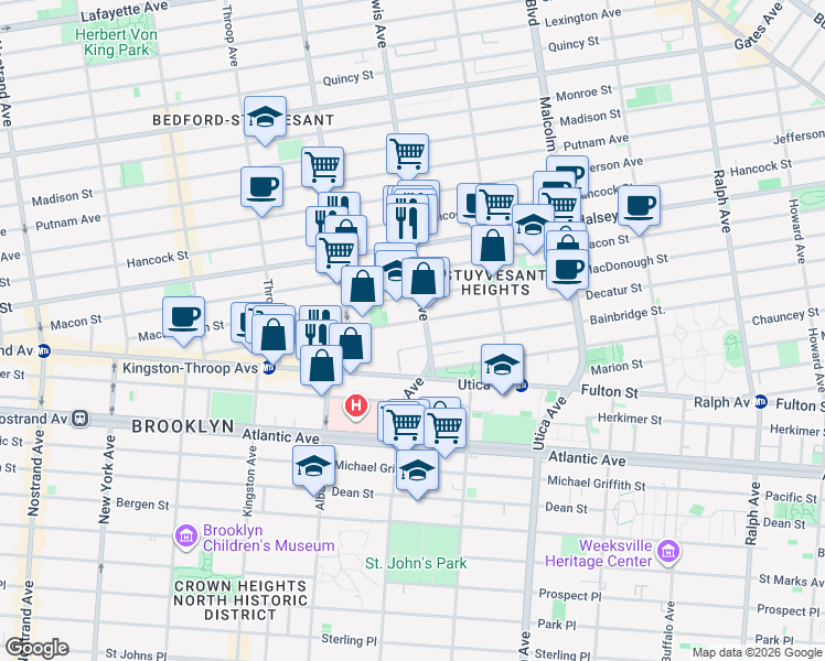 map of restaurants, bars, coffee shops, grocery stores, and more near in Brooklyn