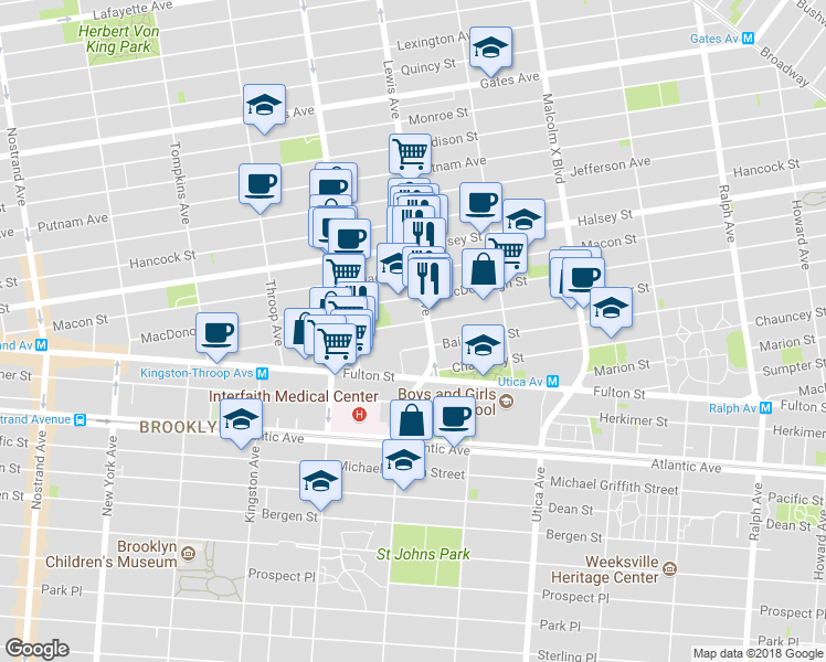 map of restaurants, bars, coffee shops, grocery stores, and more near in Brooklyn