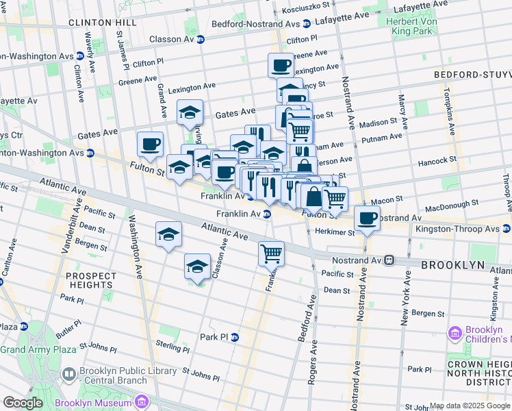 map of restaurants, bars, coffee shops, grocery stores, and more near in Brooklyn