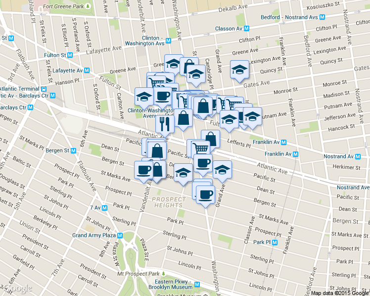 map of restaurants, bars, coffee shops, grocery stores, and more near 859 Atlantic Avenue in Brooklyn