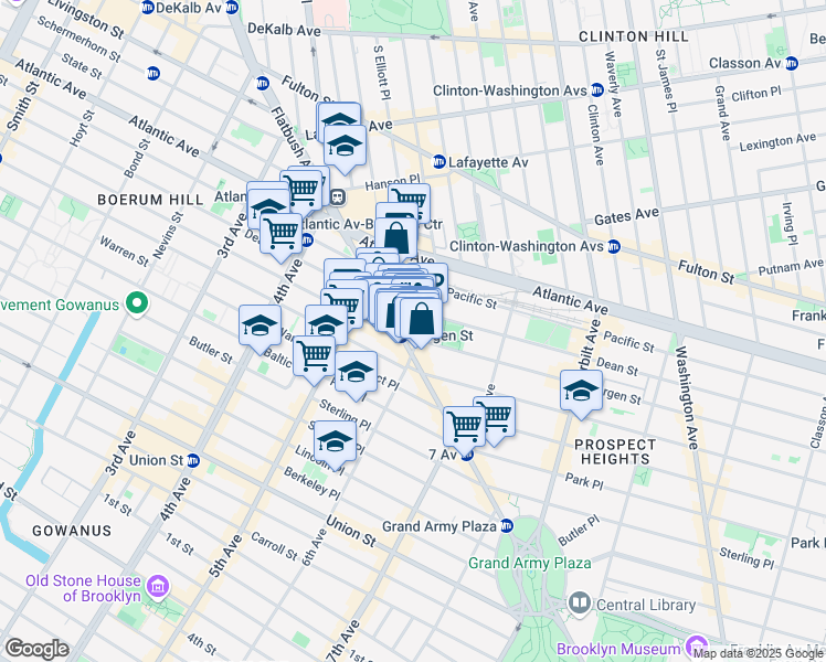 map of restaurants, bars, coffee shops, grocery stores, and more near 489 Dean Street in Brooklyn