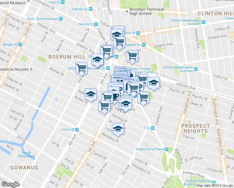 map of restaurants, bars, coffee shops, grocery stores, and more near 448 Dean Street in Brooklyn