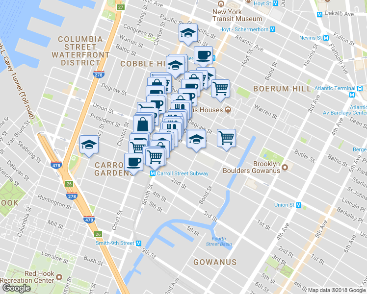 map of restaurants, bars, coffee shops, grocery stores, and more near in Brooklyn