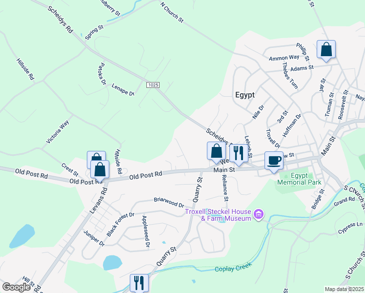 map of restaurants, bars, coffee shops, grocery stores, and more near 4111 Alice Lane in Egypt