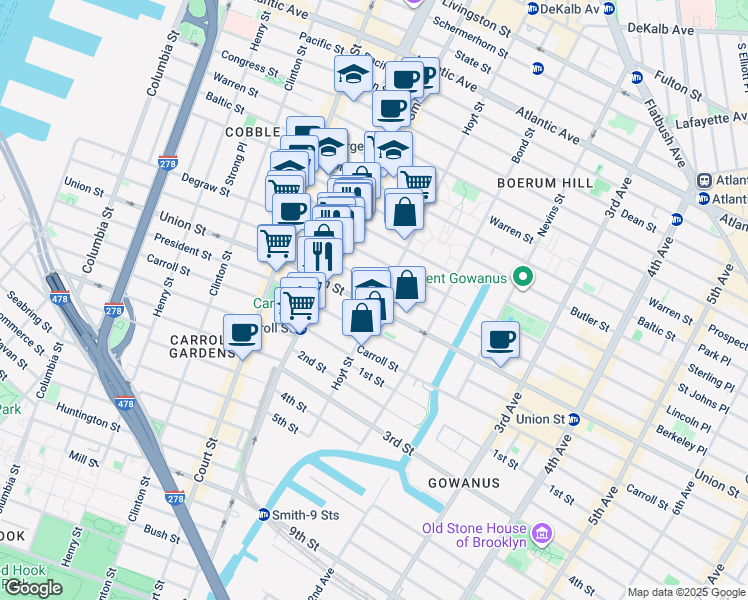 map of restaurants, bars, coffee shops, grocery stores, and more near in Brooklyn