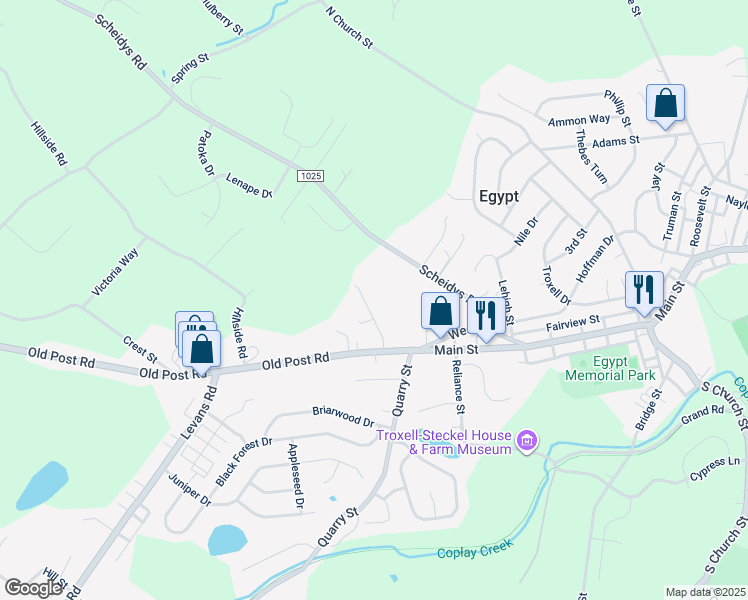 map of restaurants, bars, coffee shops, grocery stores, and more near 4111 Alice Lane in Egypt