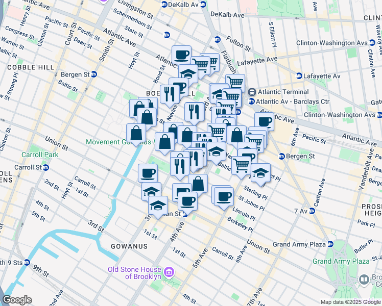 map of restaurants, bars, coffee shops, grocery stores, and more near in Brooklyn