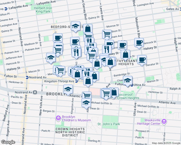 map of restaurants, bars, coffee shops, grocery stores, and more near in Brooklyn