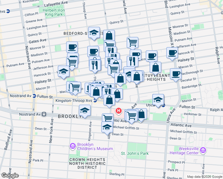 map of restaurants, bars, coffee shops, grocery stores, and more near in Brooklyn
