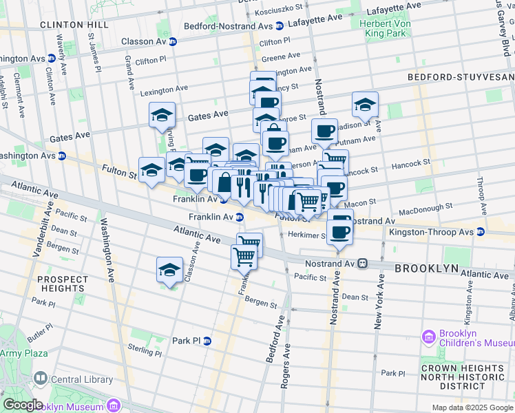 map of restaurants, bars, coffee shops, grocery stores, and more near 16 Spencer Place in Brooklyn
