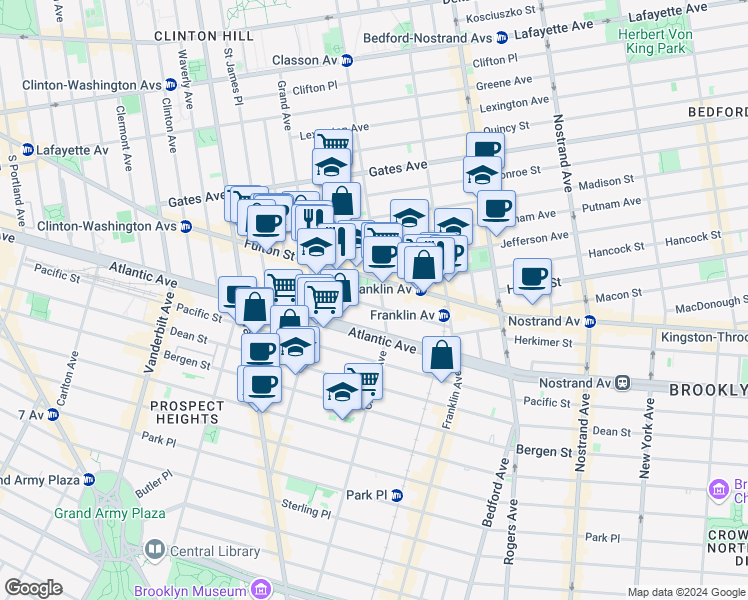 map of restaurants, bars, coffee shops, grocery stores, and more near in Brooklyn