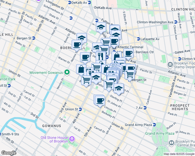 map of restaurants, bars, coffee shops, grocery stores, and more near 85 4th Avenue in Brooklyn
