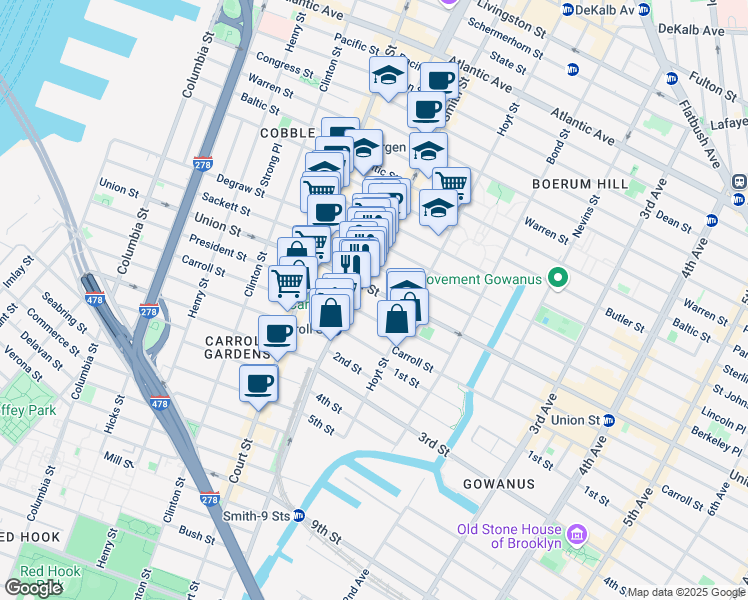 map of restaurants, bars, coffee shops, grocery stores, and more near in Brooklyn