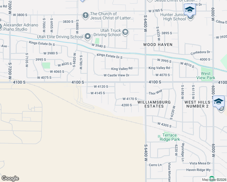 map of restaurants, bars, coffee shops, grocery stores, and more near 4138 South 6580 West in Salt Lake City
