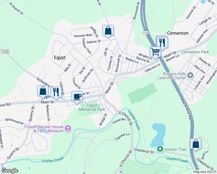 map of restaurants, bars, coffee shops, grocery stores, and more near 4435 Main Street in Egypt