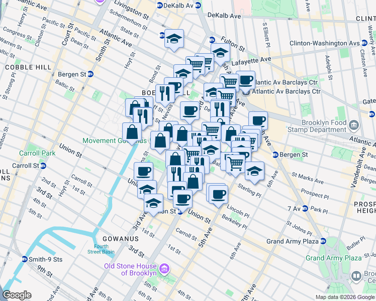 map of restaurants, bars, coffee shops, grocery stores, and more near in Brooklyn