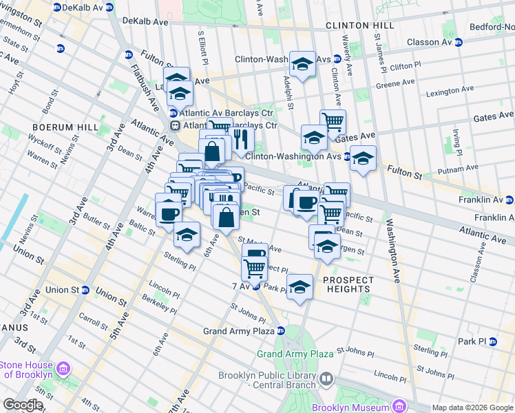map of restaurants, bars, coffee shops, grocery stores, and more near 532 Dean Street in Brooklyn