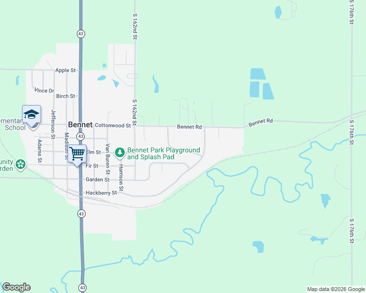 map of restaurants, bars, coffee shops, grocery stores, and more near 1015 Bennet Road in Bennet