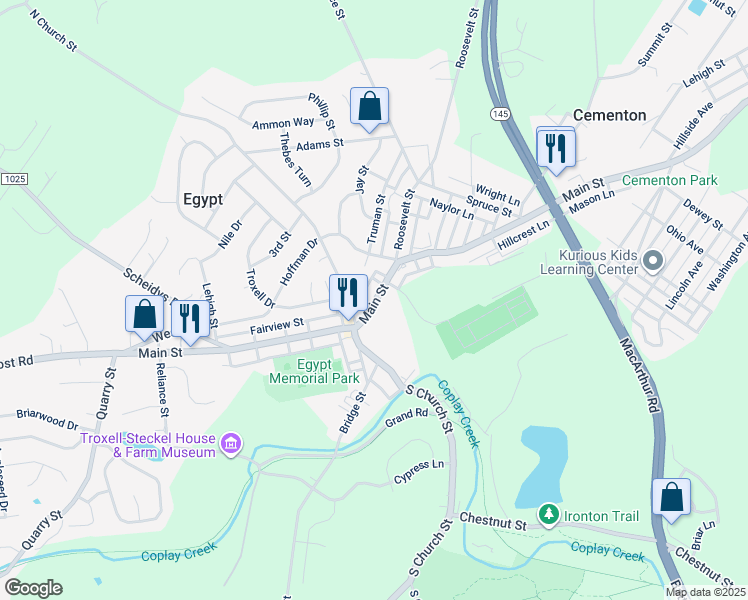 map of restaurants, bars, coffee shops, grocery stores, and more near 4435 Main Street in Egypt