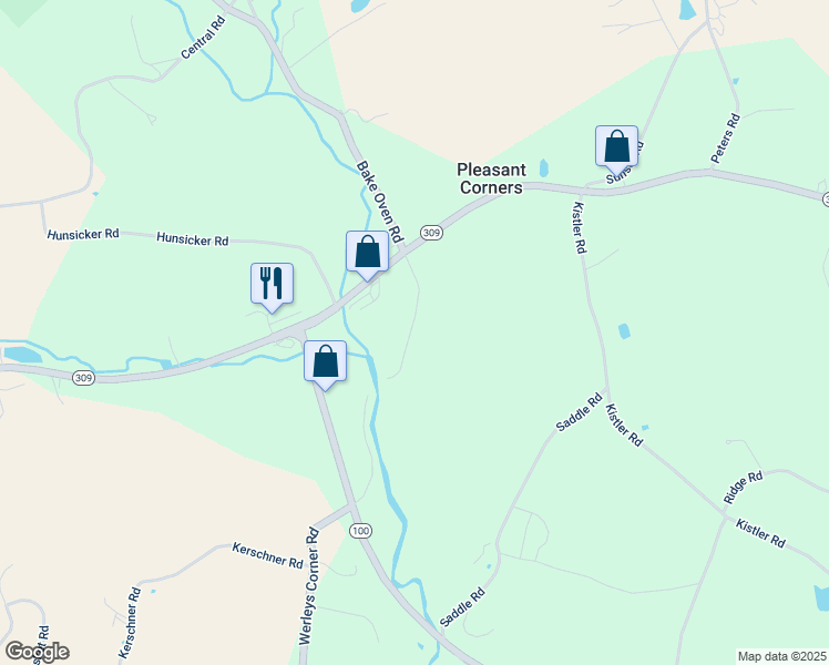 map of restaurants, bars, coffee shops, grocery stores, and more near 6143 Werleys Corner Road in New Tripoli