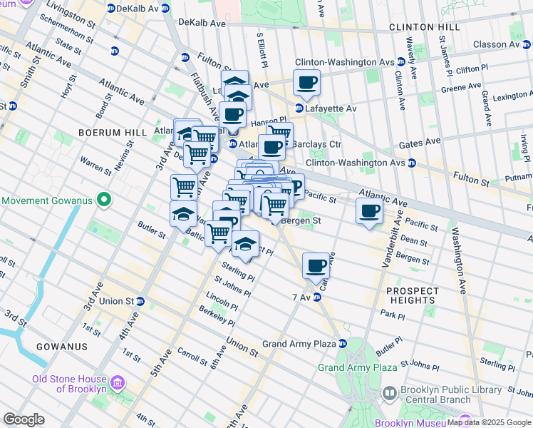 map of restaurants, bars, coffee shops, grocery stores, and more near 237 Flatbush Avenue in Brooklyn