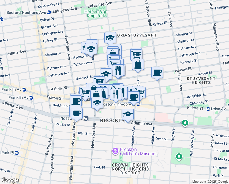 map of restaurants, bars, coffee shops, grocery stores, and more near 59 MacDonough Street in Brooklyn