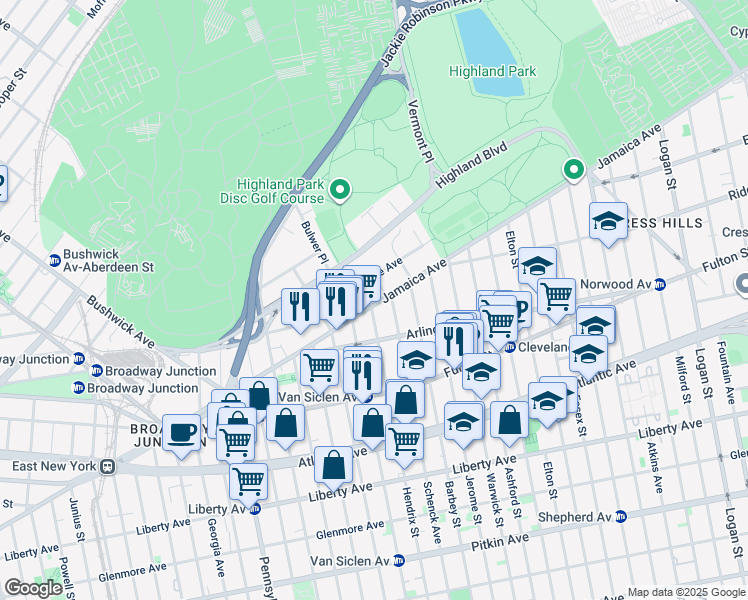 map of restaurants, bars, coffee shops, grocery stores, and more near in Brooklyn