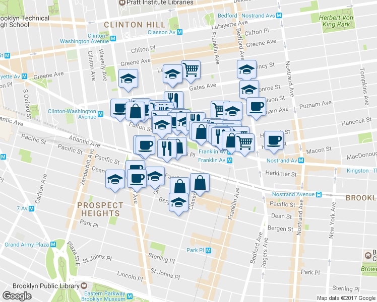 map of restaurants, bars, coffee shops, grocery stores, and more near in Brooklyn