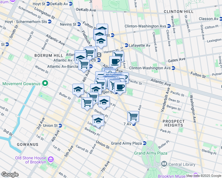 map of restaurants, bars, coffee shops, grocery stores, and more near 237 Flatbush Avenue in Brooklyn