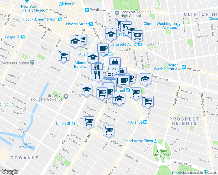map of restaurants, bars, coffee shops, grocery stores, and more near in Brooklyn