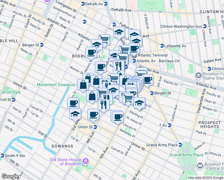 map of restaurants, bars, coffee shops, grocery stores, and more near 573 Willie McDonald Way in Brooklyn