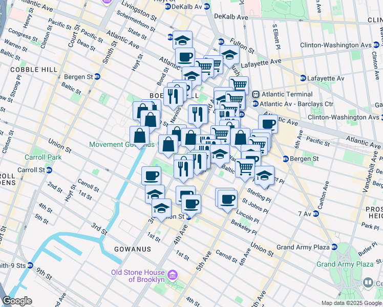 map of restaurants, bars, coffee shops, grocery stores, and more near in Brooklyn
