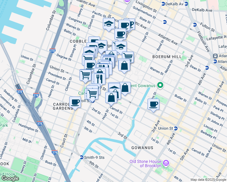 map of restaurants, bars, coffee shops, grocery stores, and more near in Brooklyn