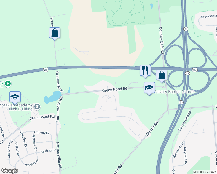 map of restaurants, bars, coffee shops, grocery stores, and more near 5675 Green Pond Road in Easton