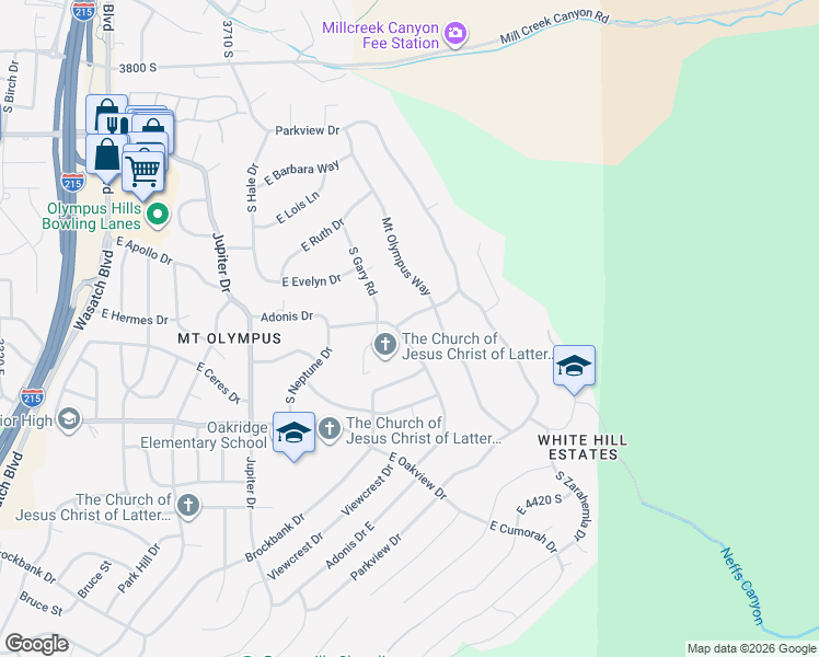 map of restaurants, bars, coffee shops, grocery stores, and more near 3980 Foubert Avenue in Salt Lake City