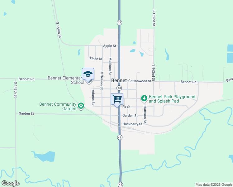 map of restaurants, bars, coffee shops, grocery stores, and more near 415 Monroe Street in Bennet