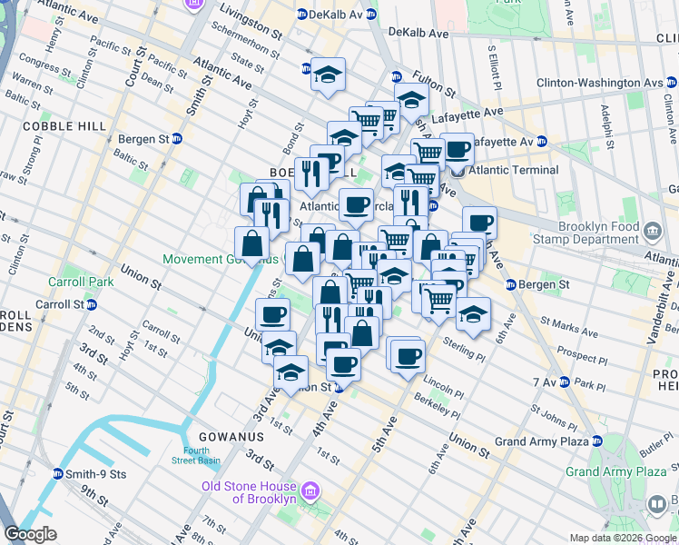 map of restaurants, bars, coffee shops, grocery stores, and more near in Brooklyn