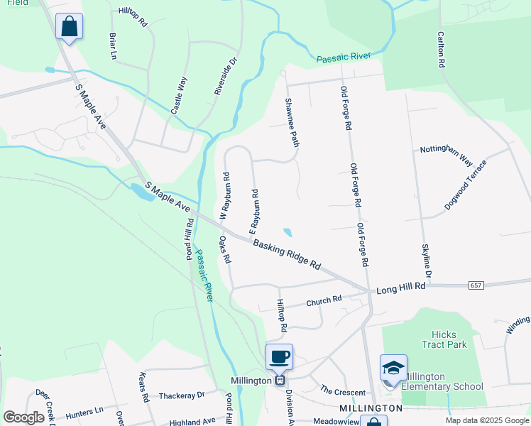 map of restaurants, bars, coffee shops, grocery stores, and more near 47 East Rayburn Road in Long Hill