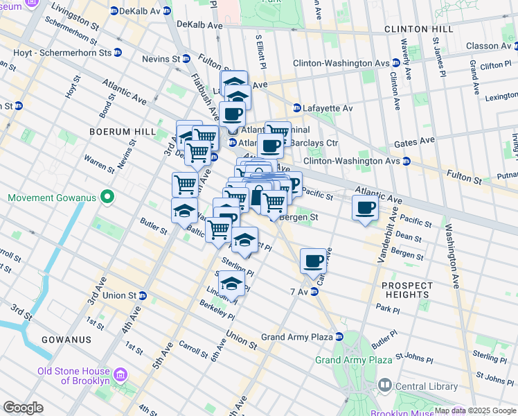 map of restaurants, bars, coffee shops, grocery stores, and more near 237 Flatbush Avenue in Brooklyn