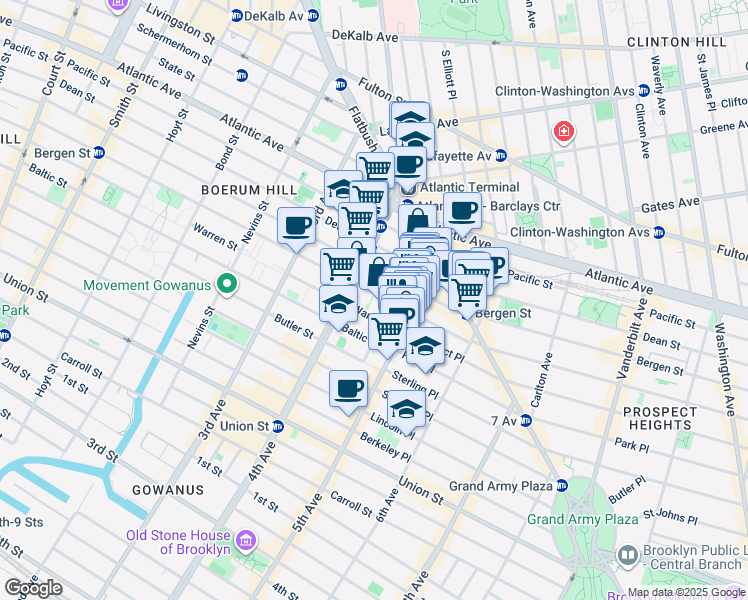 map of restaurants, bars, coffee shops, grocery stores, and more near in Brooklyn