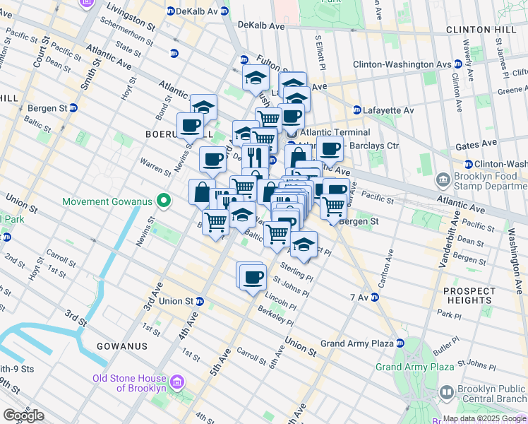 map of restaurants, bars, coffee shops, grocery stores, and more near 85 4th Avenue in Brooklyn